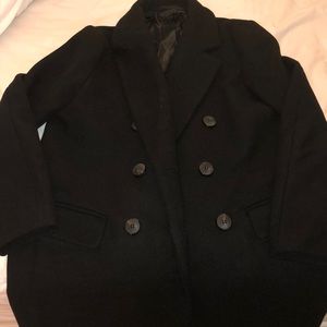 Long black double-breasted coat